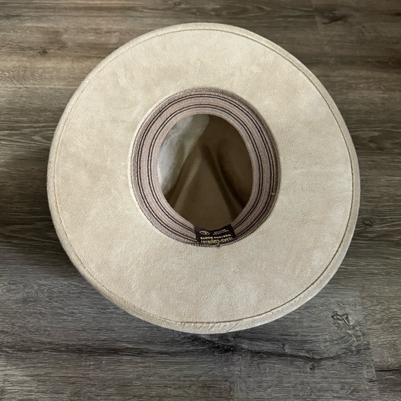 Texas Country Western Boots Authentic Suede Tan Flat Brim Cowboy Hat - Picture 7 of 11